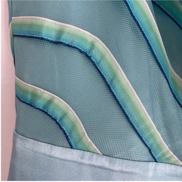 Betsey Johnson Black Label Aqua Blue Chevron Striped Party Dress Sz 4 Like New! - Picture 3 of 10